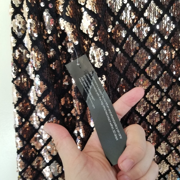 Nwt Revolve WYLDR Cross Fire Sequin Blazer in Copper Padded Shoulder Size Small - Picture 7 of 8